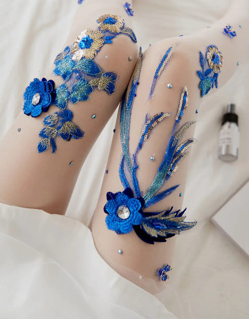 Load image into Gallery viewer, Embroidered Cherry Blue Banshee Pattern Stockings
