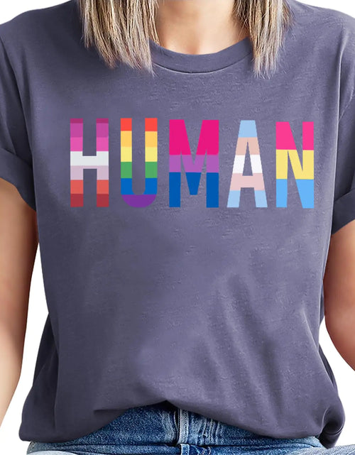 Charger l'image dans la visionneuse de galerie, T-Shirts Fierté Femme Humain Arc-en-ciel T-shirt LGBT T-Shirt Égalité LGBTQ Manches Courtes Hauts
