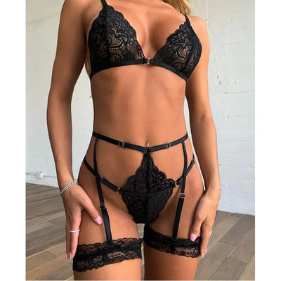 Ensemble de Lingerie Sexy pour Femme avec Dentelle Entrecroisée