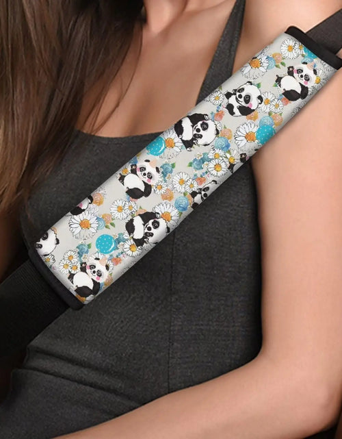 Load image into Gallery viewer, STUOARTE Cartoon Panda with Daisy Car Seat Belt Pads Cover for Kids Car Accessories Seatbelt Pads Soft Comfort Seat Belt Cushion Shoulder Strap Backpack Straps 2 Packs
