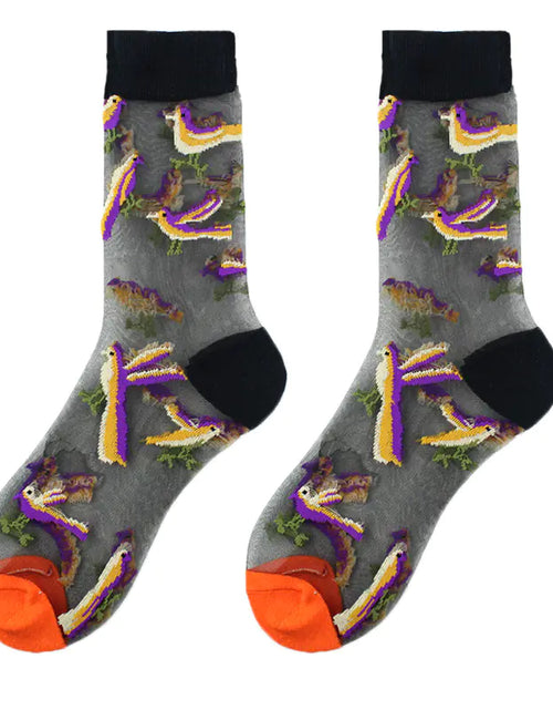 Load image into Gallery viewer, Fashionable Thin Mid Tube Flower Forest Glass Stockings
