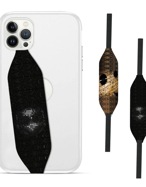 Cargar imagen en el visor de la galería, Correas intercambiables para agarre de teléfono universal personalizable | Correa reversible para funda de teléfono como soporte de bucle para teléfono | Agarre seguro con cómoda correa de teléfono - Black Disco
