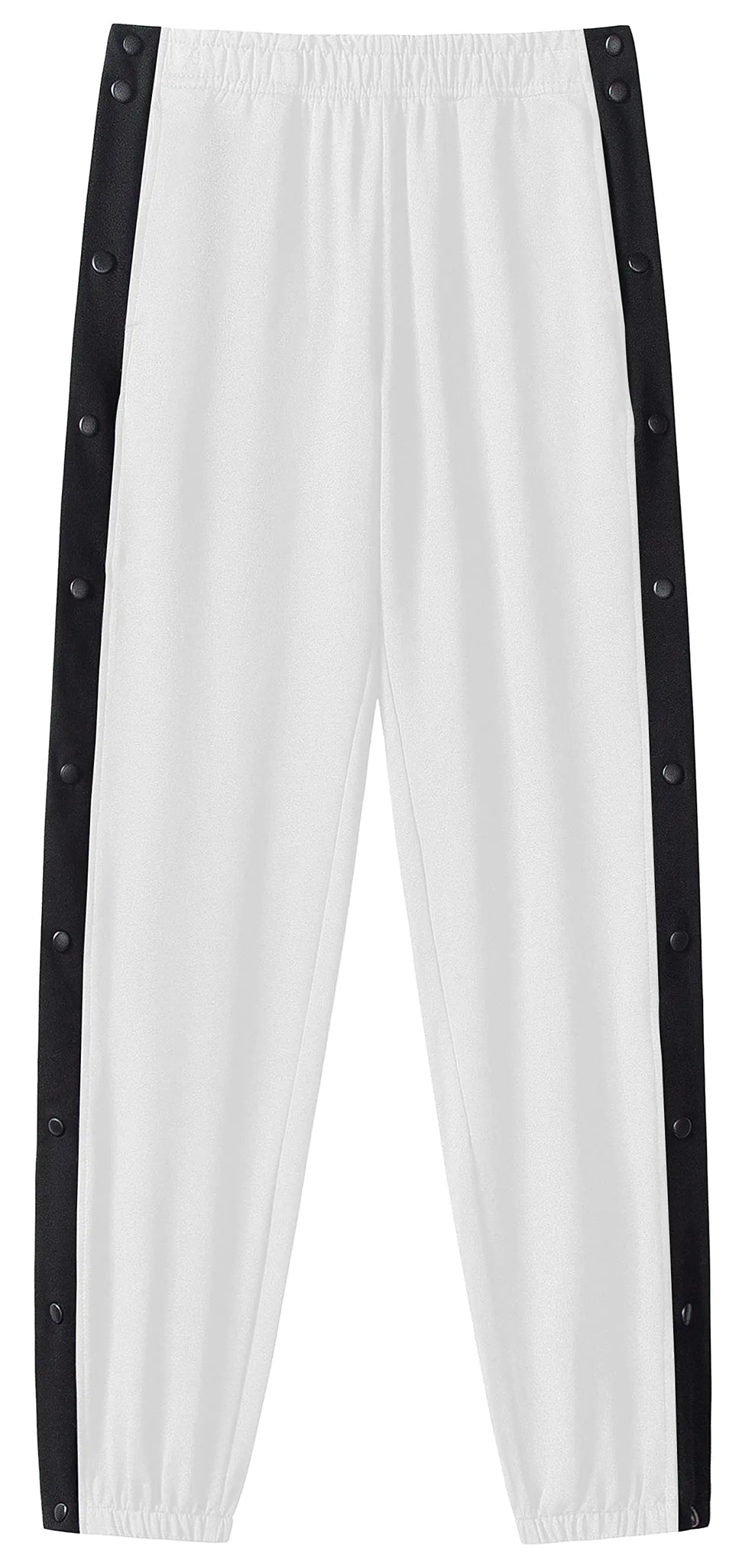 Chrisuno Tearaway Pants Mens Tear Away Mens Track Running Sport Athletic Elastic Waist Snap Bottom White M