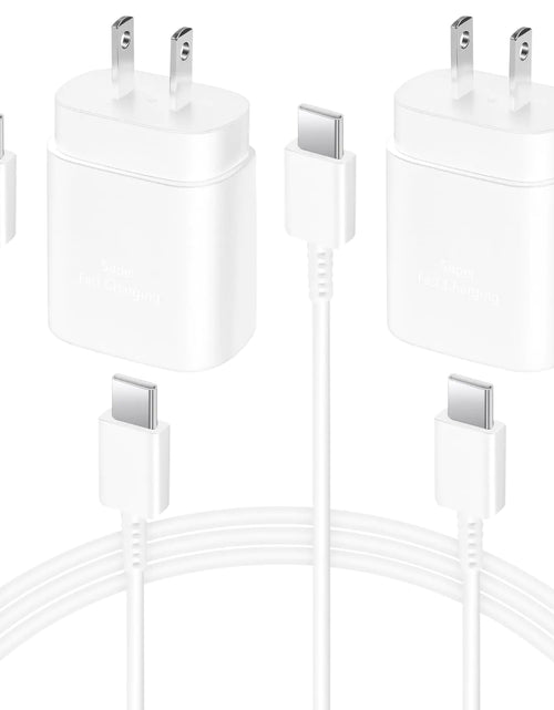 Cargar imagen en el visor de la galería, Cargador USB C de 2 unidades 25W tipo C de carga rápida con cable de carga rápida USB C de 1,8 m para teléfonos Android Galaxy S24 Ultra/S23+/S22/S21/S20-Blanco
