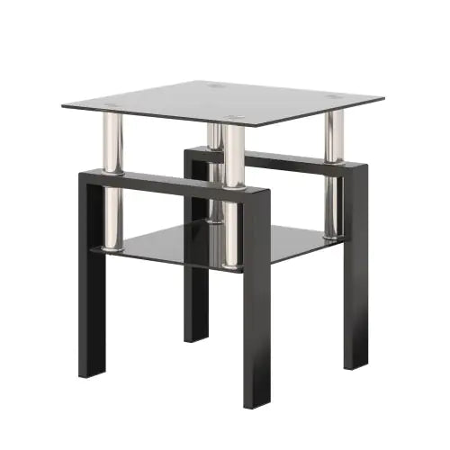Load image into Gallery viewer, 1-Piece Modern Tempered Glass Tea Table Coffee Table End Table, Square Table For Living Room, Black
