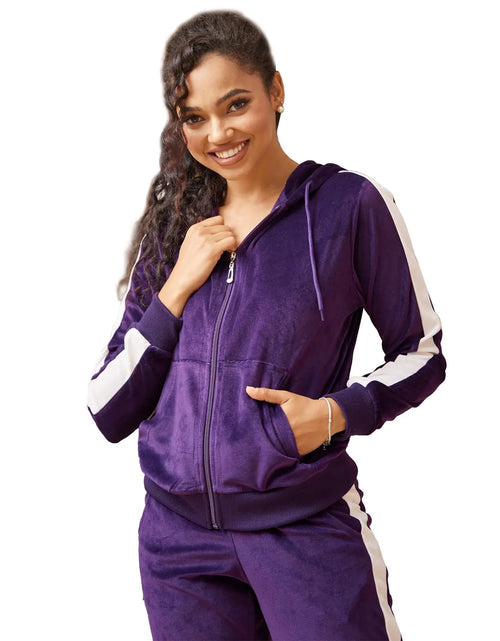 Load image into Gallery viewer, TanBridge 2 Piece Outfits Womens Velour Sweatsuits Long Sleeve Zip Up Hoodie Sweatpants Tracksuits for Women
