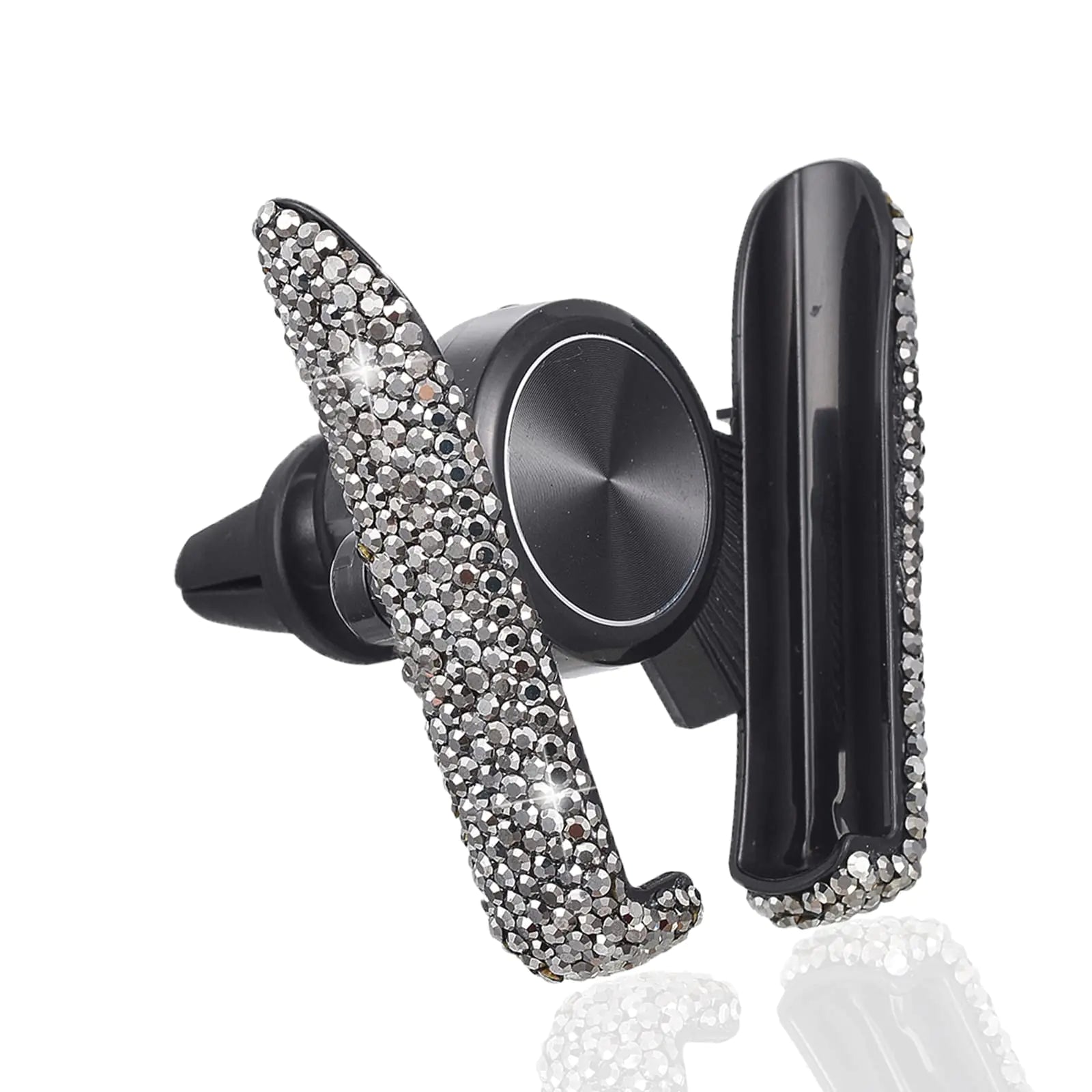 ATMOMO Soporte universal para teléfono de coche con cristales negros brillantes, para rejilla de ventilación, salpicadero
