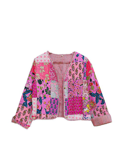 Load image into Gallery viewer, Handmade Womens Kantha Jacket Cotton Jacket Hand Quilted Reversible Kantha Jacket (US Alpha XX-Large Regular Regular Pink)
