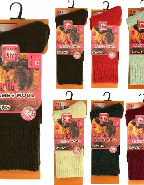 Load image into Gallery viewer, Diamond Star Merino Wool Socks 6 Pairs Thermal Socks Insulated for Cold Weather Winter Socks For Mens &amp; Womens 10-13 (Multicolor)

