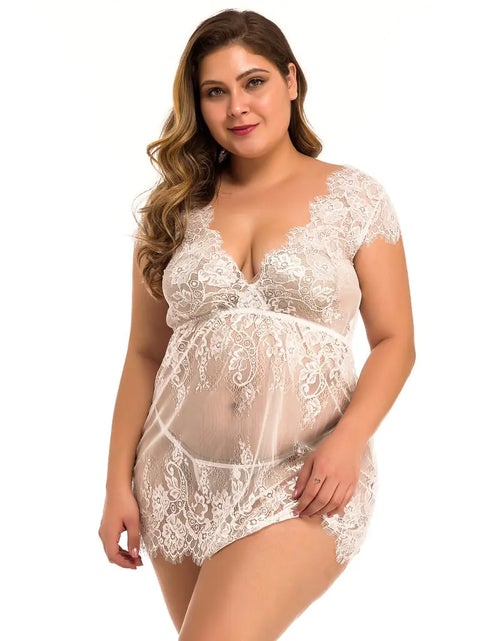 Load image into Gallery viewer, Lace Plus Size Lingerie and Sleepwear Set
