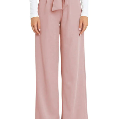 GUOLEZEEV Women Dress Pants High Waisted Wide Leg Pants Interview Outfit Business Pants Pink S