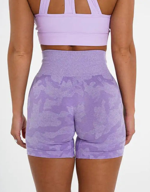 Load image into Gallery viewer, Women&#39;s Camo Jacquard Seamless Gym Shorts
