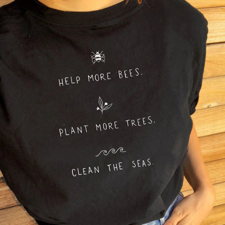 Help More Bees Plant Trees Graphic Tee Shirt