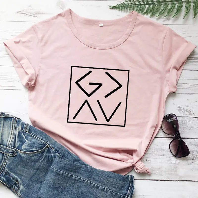 GAAV Letter Printed T-Shirt - Bible Christian Tee