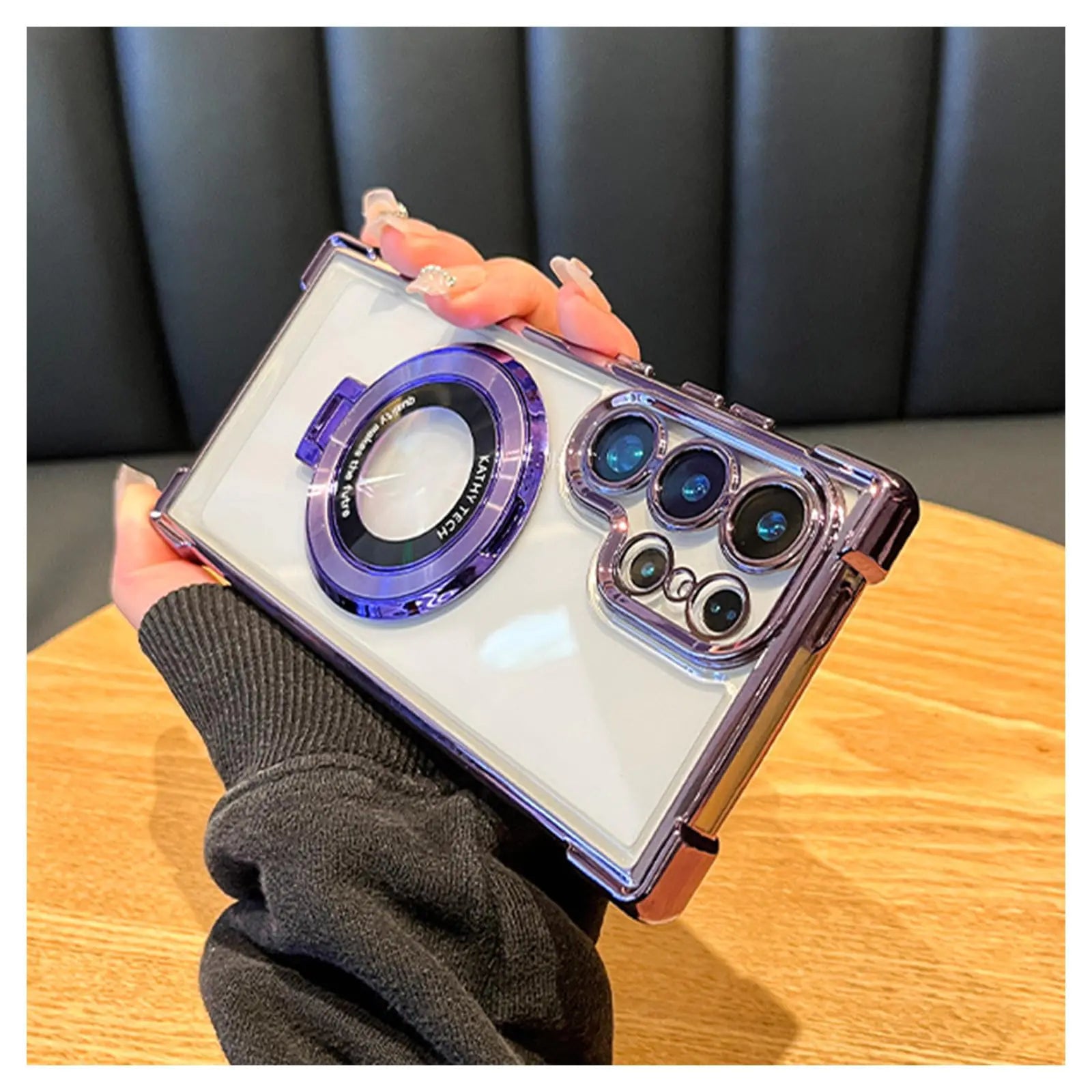 Funda de teléfono móvil con purpurina y gradiente magnético electrochapado genérico adecuado para la serie Samsung para S22 S23 S24 Ultra Plus (para S22PlusPúrpura)