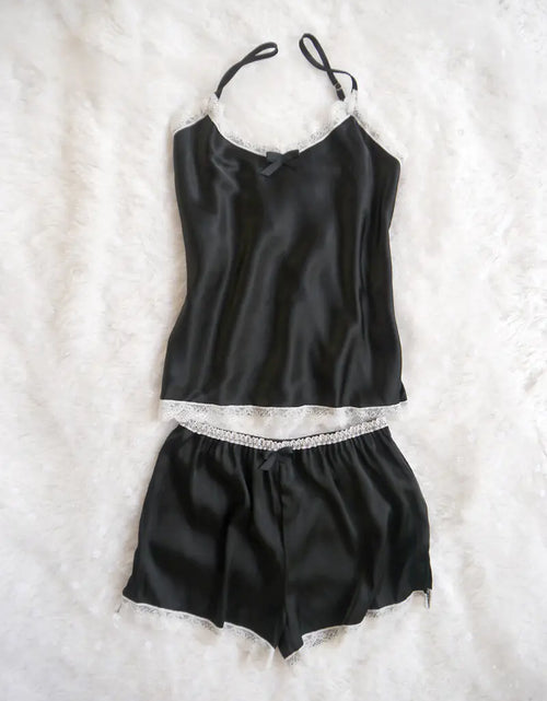 Load image into Gallery viewer, Lace and Satin Lingerie Cami Sleepwear Set
