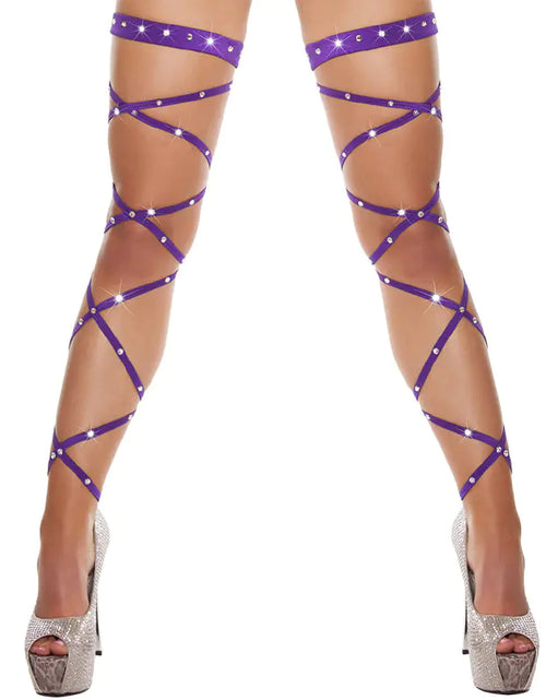 Load image into Gallery viewer, Rhinestone Hollow Cross Strap Stockings
