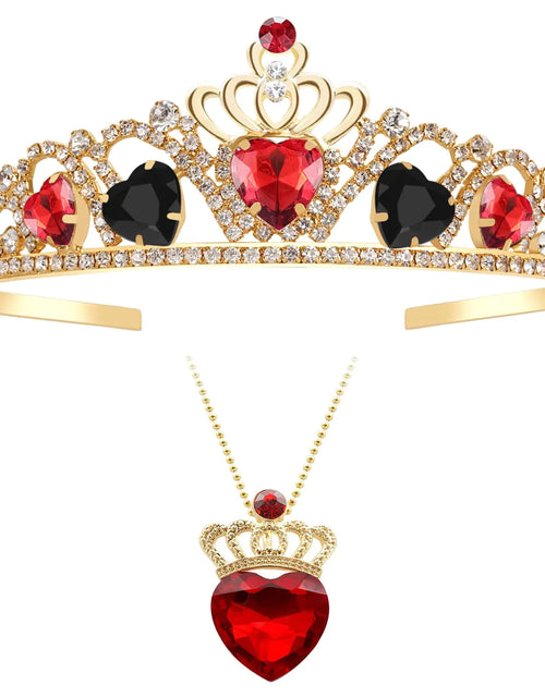 Cargar imagen en el visor de la galería, JMTEEA Descendants 4 Corona roja Corona con corazones negros Descendants 4 Juego de joyas de tiara El ascenso de Red Disfraz de Reina de Corazones para adolescente Halloween

