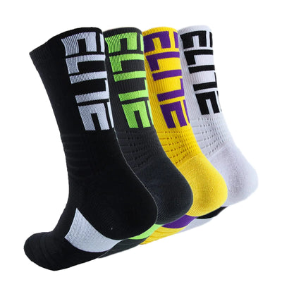 Fraobbg 4Pairs Mens Athletic Crew Socks Thick Protective Sport Cushion Elite Basketball Soccer Compression Towel Socks 7-13