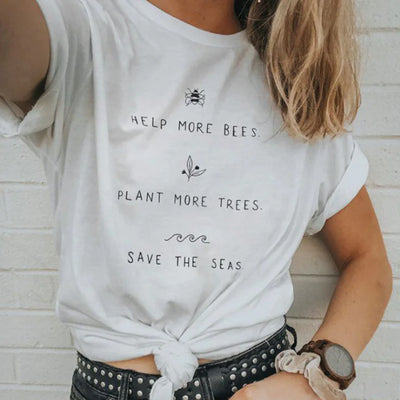 Help More Bees Plant Trees Graphic Tee Shirt