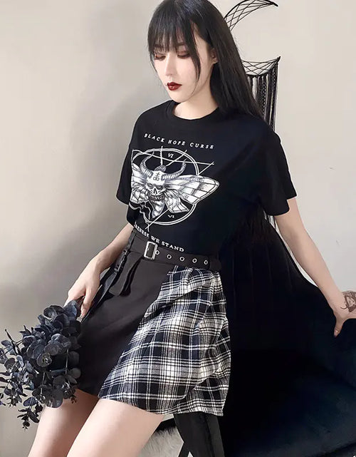 Load image into Gallery viewer, Gothic Couple T-Shirts with Demon Letter Print
