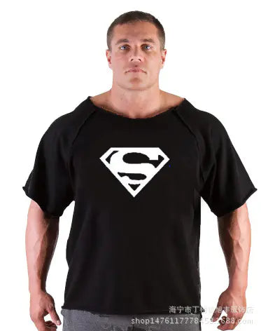 Men's Batman Print Gym Short Sleeve Shirt