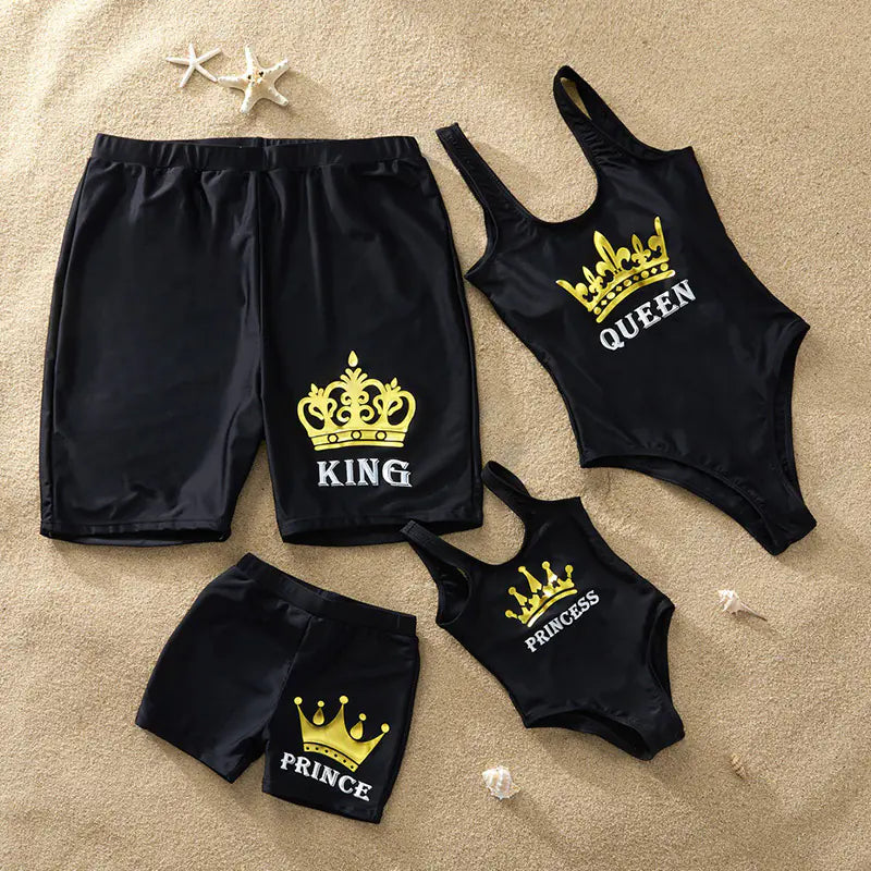 New Year Family Swimwear, One-Piece with Print