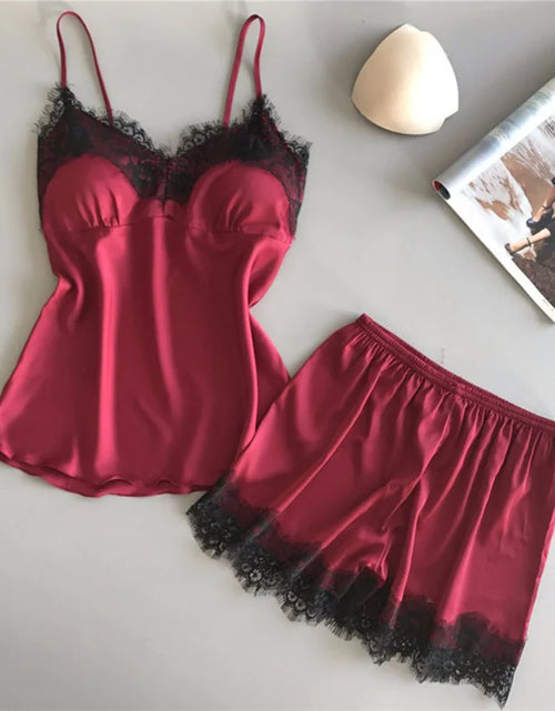 Load image into Gallery viewer, Women's Silken Nightwear Short Set
