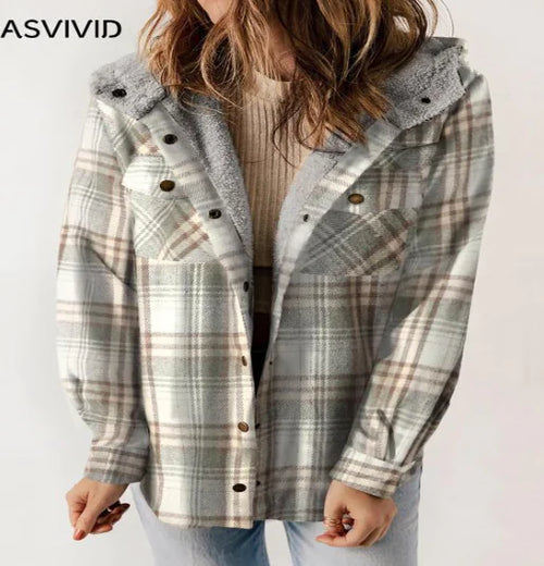 Load image into Gallery viewer, Plaid Hooded Jacket (Single Piece)
