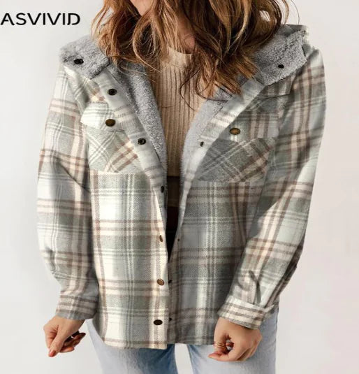 Plaid Hooded Jacket (Single Piece)