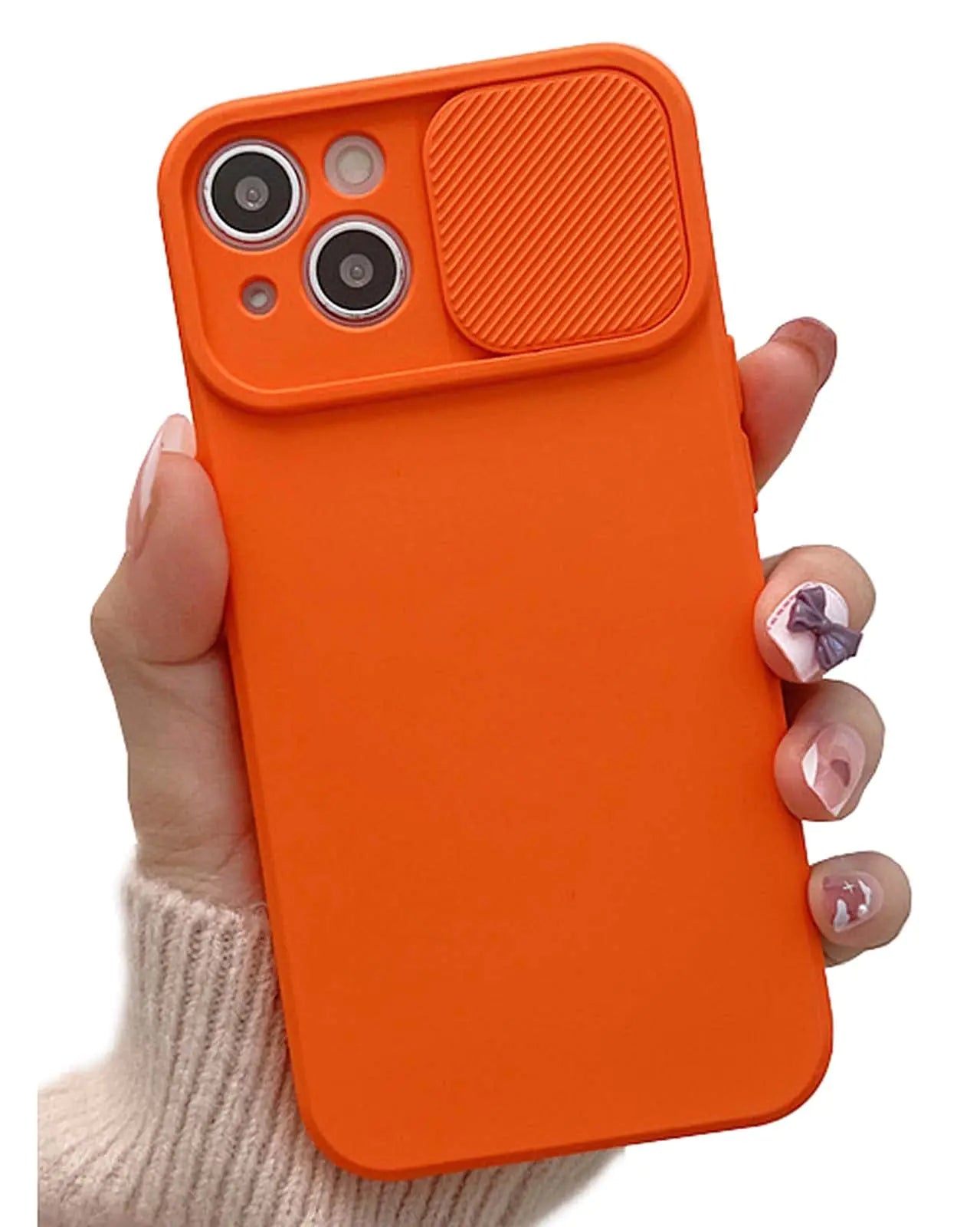 JIATAY Phone Cases for iPhone XR Case Slide Camera Lens Protector Silicone Protective iPhone XR Case for Women Men (Orange)
