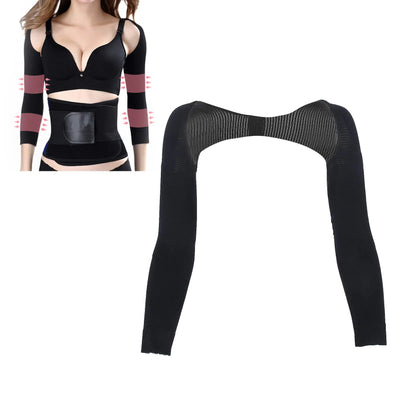 Slimming Arm Shaper Upper Arm Compression Sleeves for Women Back Shoulder Support Humpback Posture Corrector Lymphedema Arm Sleeve Invisible Arm Shapewear Black(L)