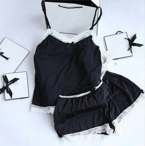 Lace and Satin Lingerie Cami Sleepwear Set