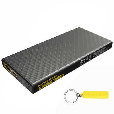Nitecore Carbo 10000 Power Bank ultraligero de 10000 mAh de fibra de carbono, cargador de batería de carga rápida QC PD de doble salida para teléfono móvil