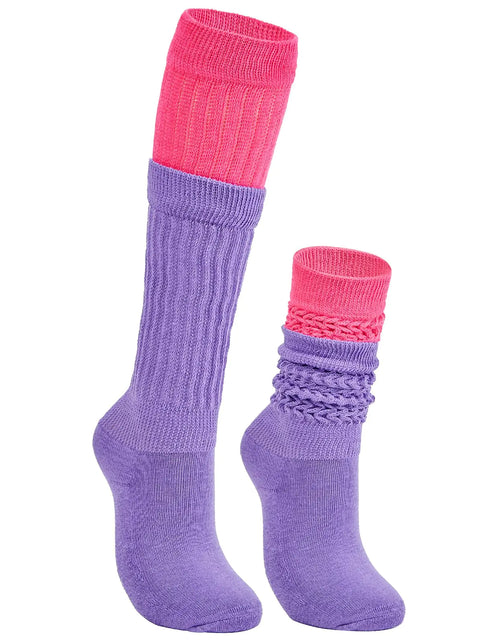 Cargar imagen en el visor de la galería, Calcetines Morados Holgados para Mujer Calcetines Morados Arrugados Calcetines Rosa hasta la Rodilla Calcetines Neón Calcetines Holgados para Mujer Paquete Calcetines Morados Tubo Calcetines Rosas Largos Calcetines Años 80 90 Morado Claro y Rojo Rosa
