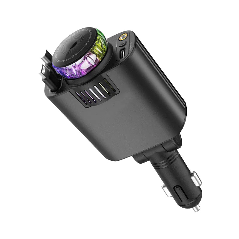 Cargador de teléfono para coche con luz morada multifuncional