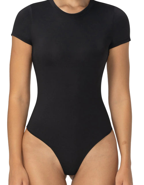 Load image into Gallery viewer, Sunzel Bodysuits for Women with Tummy Control- Crew Neck Short Sleeve Thong Body Suits Sexy Compression T shirts Tops
