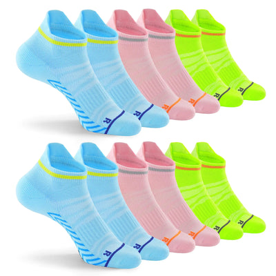 YESGG Chaussettes de course pour femmes - Chaussettes de compression pour hommes Chaussettes de sport à la cheville pour femmes Chaussettes de randonnée à la cheville pour hommes Bleu Vert Rose S