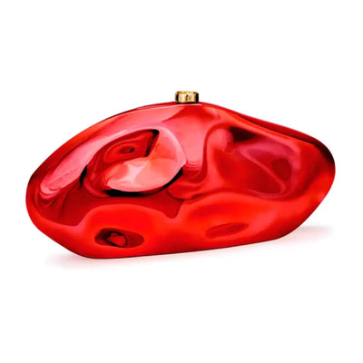 Acrylic Shell Clutch Purse for Women Red Metallic Bag Elegant Large Designer Acrylic Evening Handbag for Wedding Party Prom