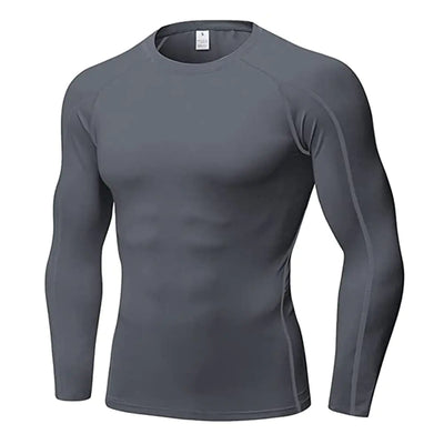 EARGFM Mens Athletic Long Sleeve Compression Shirt Active Running Workout Base Layer Elastic Sports Cool Dry 1 Packpure Grey X-Large
