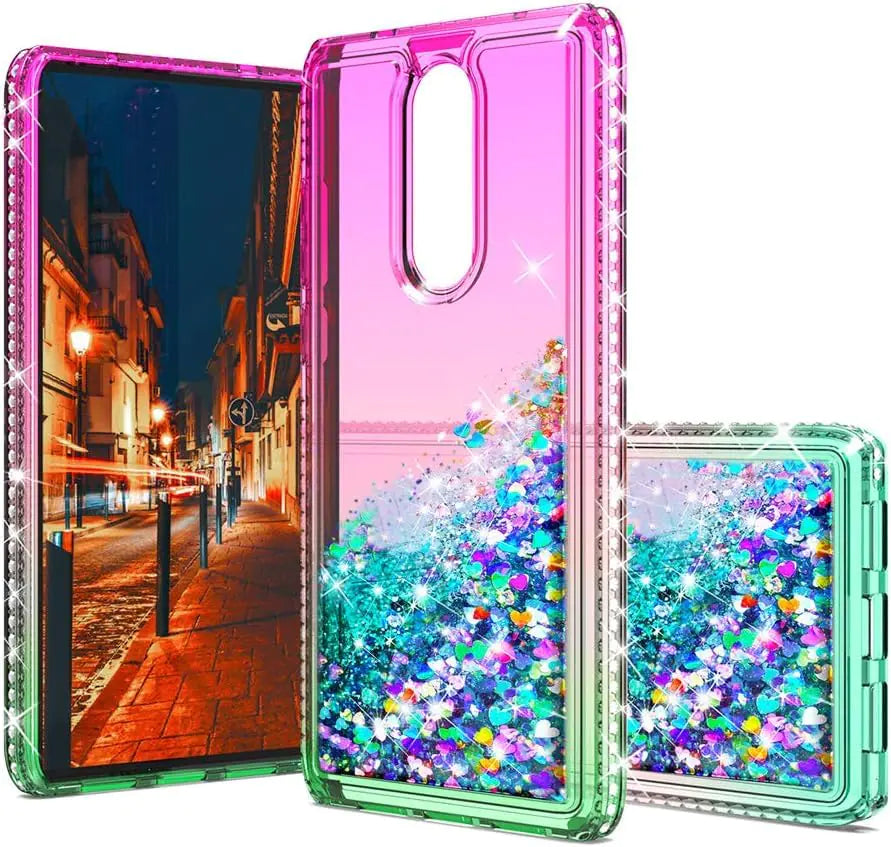 Lothartech para funda Coolpad Legacy. Funda protectora para niñas y mujeres, con purpurina líquida, diamantes y diseño de arena movediza, bonita, para teléfono – Rosa/Aguamarina