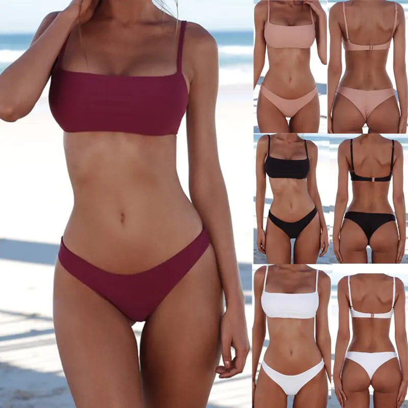 Colorful Bikini Set with Backless Design (Swimwear)