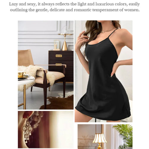 Load image into Gallery viewer, Backless Ice Silk Suspender Dress - Summer Nightwear
