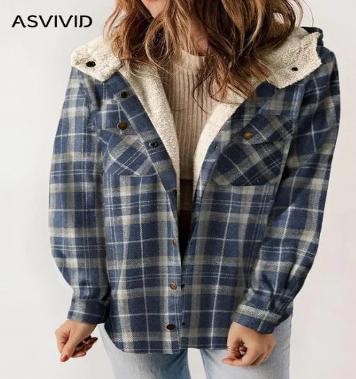 Plaid Hooded Jacket (Single Piece)