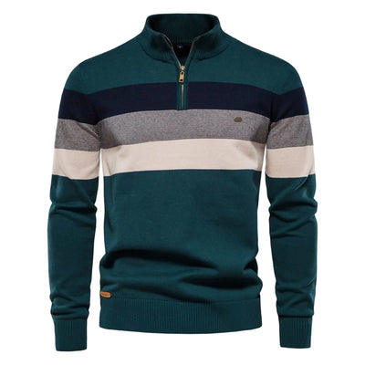 Long Sweater V Neck Sweater for Men Holiday Sweaters Mens Autumn New Half Zipper British Long Sleeve Sweater Lightweight Sweaters Quarter Zip Sweater Vest (2-Green Large)