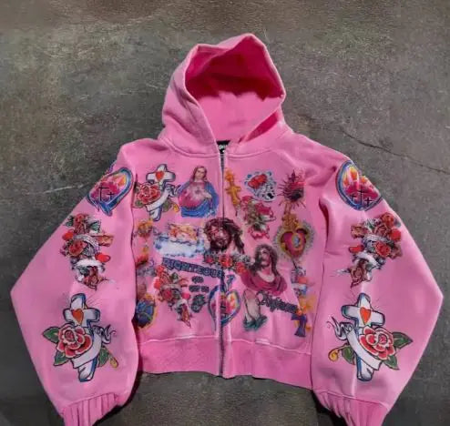 Chaqueta estampada religiosa