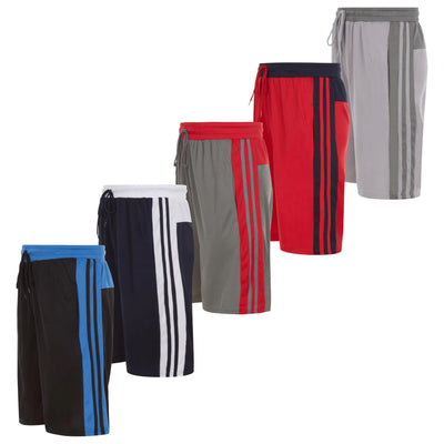 DARESAY Mens Athletic Shorts with Pockets - Dry Fit Mens Shorts - Active Workout & Sports Shorts for Men (5 Pack)