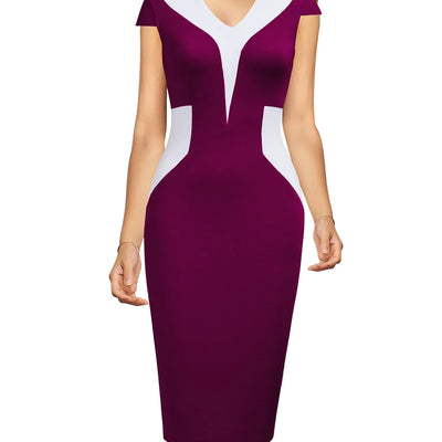 Viwenni Work Dresses for Women 2024 Business Bodycon Pencil Dress Amaranth XL