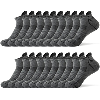 JOYNÉE 10 Pairs Mens ankle running socks mens athletic low cut socks with TabGreySock Size:10-13