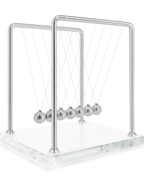 Cargar imagen en el visor de la galería, Péndulo de cuna de Newton con 7 bolas, bola de equilibrio de más de 60 segundos de tiempo de oscilación, base de cristal, dispositivo de ciencia y física para el hogar y la oficina
